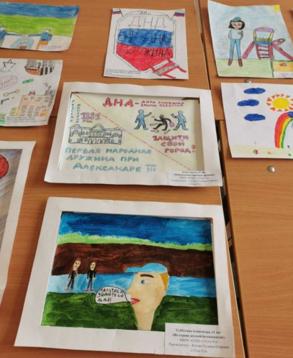 Усинские школьники приняли участие в конкурсе конкурсе рисунков «Народный дружинник на страже города»